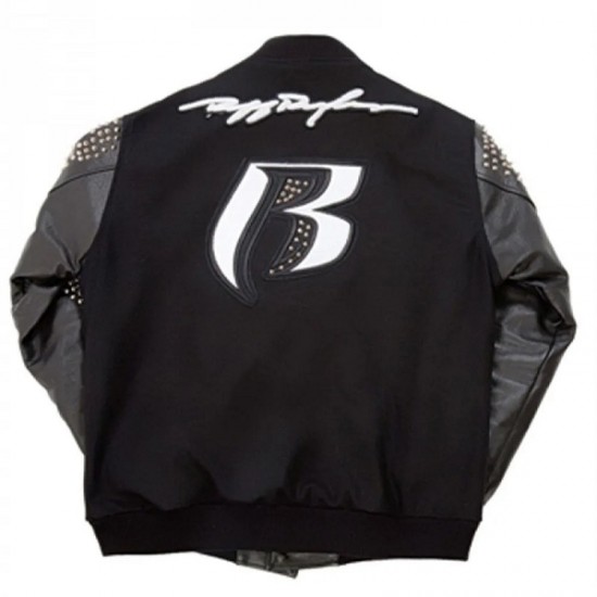 Men's Ruff Ryders Black Letterman Jacket