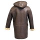 Men's Rufus Brown New Winter Real Shearling Sheepskin Leather Duffle Coat