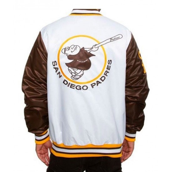 Men's San Diego Padres White/Brown Satin Jacket