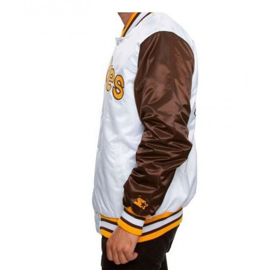 Men's San Diego Padres White/Brown Satin Jacket