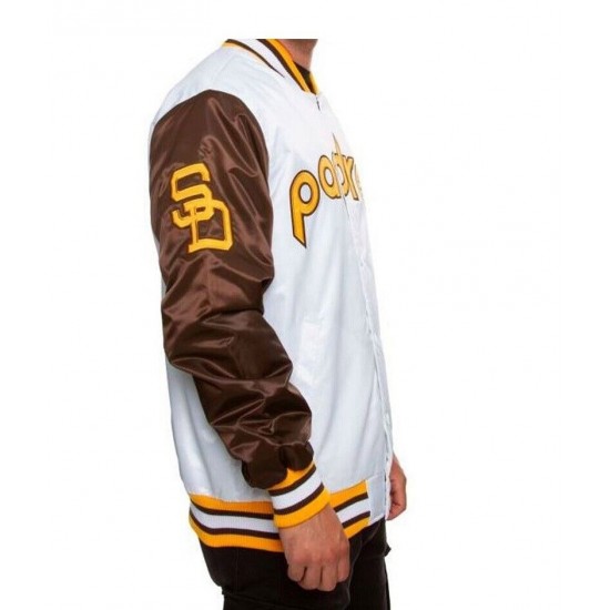 Men's San Diego Padres White/Brown Satin Jacket