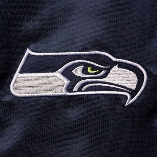 Men's Seattle Seahawks Starter College Green Leader Varsity Satin Jacket