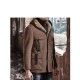 Men's Shearling Hooded Suede Leather Bomber Long Jacket Trench Coat