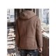 Men's Shearling Hooded Suede Leather Bomber Long Jacket Trench Coat