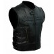 Men's Skull Regulator Icon Black Leather Motorcycle Vest