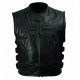 Men's Skull Regulator Icon Black Leather Motorcycle Vest