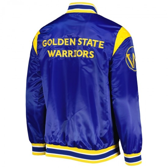 Men's Starter Royal Golden State Warriors Satin Varsity Jacket