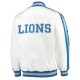 Men's Starter White Detroit Lions Throwback D-Line Varsity Full-Snap Jacket