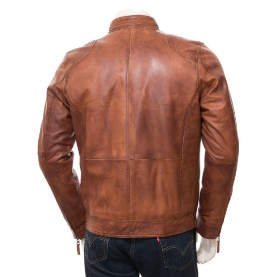 Men's Stunning Four Zipped Pockets Real Leather Biker Jacket