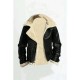 Men's Stylish B3 Bomber Full Fur Removable Hood Cow Leather Jacket