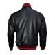 Men's Stylish Red And Black Stripes Leather Jacket