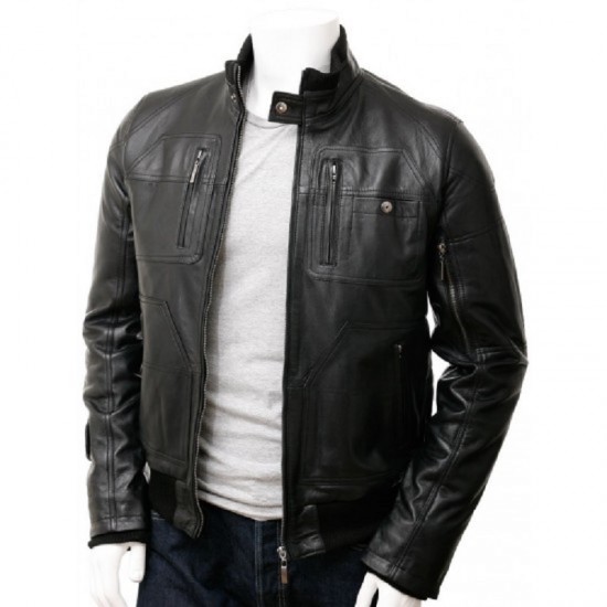 New Mens Classic Imported Quality Black Blazer Leather Coat