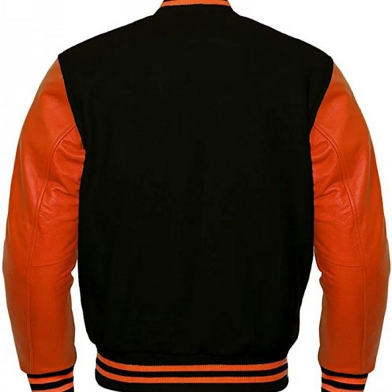 Men's Varsity Black and Orange Jacket