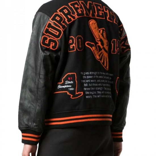 Men's Varsity Supreme Team S Black Letterman Jacket