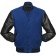 Men's Wool Blue and Black Leather Jacket