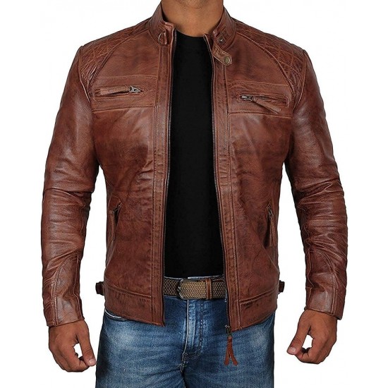 Mens - Cafe Racer Syle Real Lambskin Leather Jackets for Men