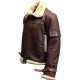 Mens Aviator B3 Sheepskin Brown Leather Bomber Jacket