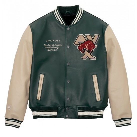 Mens Avirex Bisons Varsity Biker Jacket