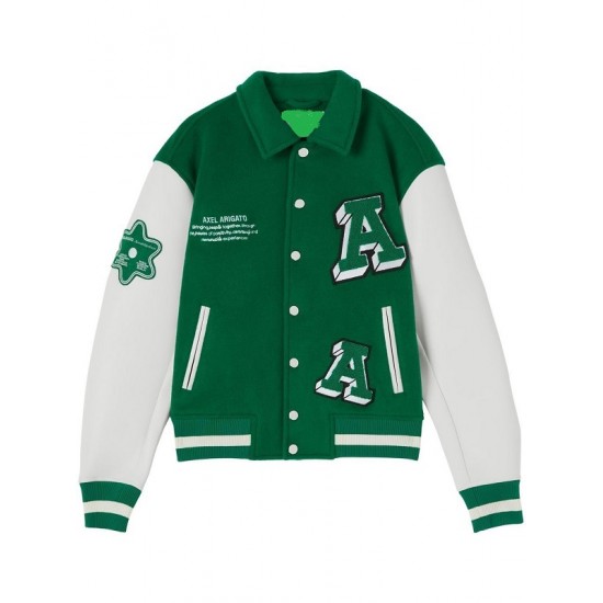 Mens Axel Arigato Green Biker Varsity Jacket