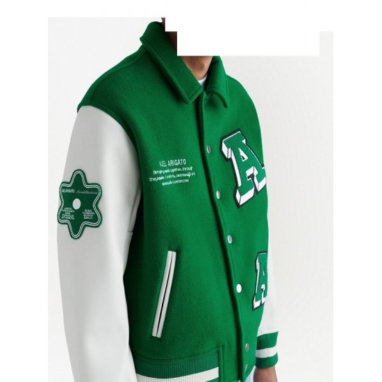 Mens Axel Arigato Green Biker Varsity Jacket