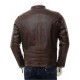 Mens Black And Brown Slimfit Stylish Classic Cafe Racer Tab Collar Real Leather Biker Jacket