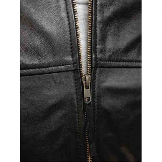 Mens Black And Dark Brown Classic Elegant Real Leather Bomber Jacket