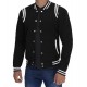 Mens Black Bomber White Stripes Jacket