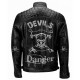 Mens Black Distressed Bikers Motorcycle Cafe Racer Leather Jacket Skull Design