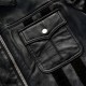 Mens Black Leather Jacket With Suede Stripes