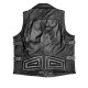 Mens Black Moto Biker Genuine Leather Vest