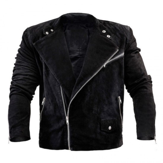 Mens Black Suede Leather Motorcycle Winters Jacket