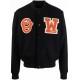 Mens Black W logo patch varsity jacket