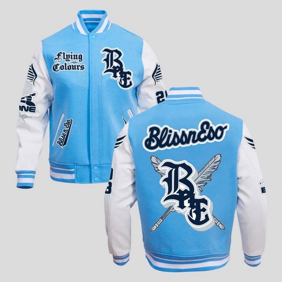 Mens Blue BnE Letterman Varsity Jacket