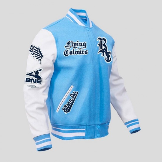 Mens Blue BnE Letterman Varsity Jacket