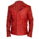 Mens Brad Pitt Fight Club Tyler Durden Coat Red Biker Leather Jacket