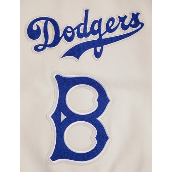 Mens Brooklyn Dodgers Retro Classic Off White Wool Varsity Jacket