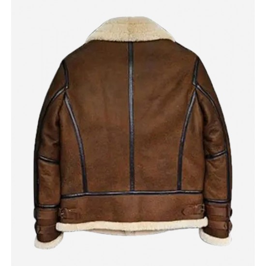 Mens Brown B3 B6 Sheepskin Shearling Bomber Jacket