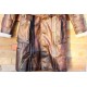 Mens Brown Shearling Distressed Brown Faux Fur Leather Long Winter Coat