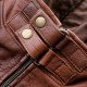 Mens Brown Winter Hooded Leather Bomber Jacket