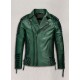 Mens Charles Burnt Green Leather Jacket