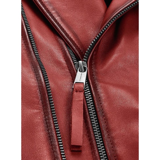 Mens Charles Burnt Red Leather Jacket