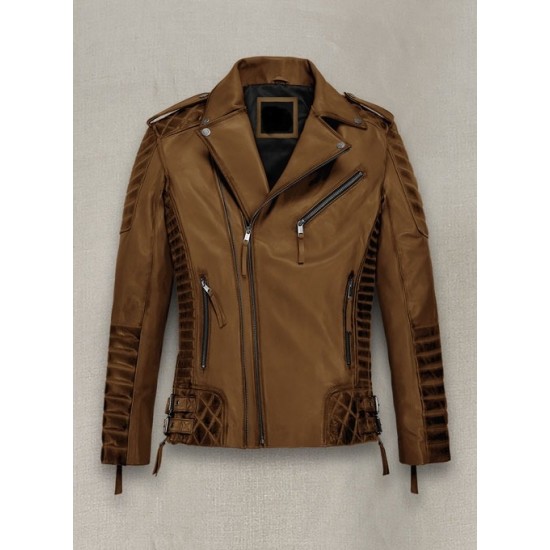 Mens Charles Burnt Tan Brown Leather Jacket