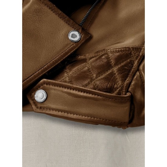 Mens Charles Burnt Tan Brown Leather Jacket