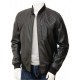 Mens Classic Quilted Panel Real Leather Bomber Jacket