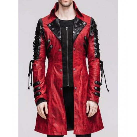 Mens Cloud Devil Red Gothic Coat