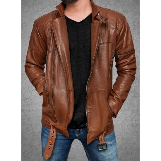 Mens Cruiser Biker Leather Biker Jacket