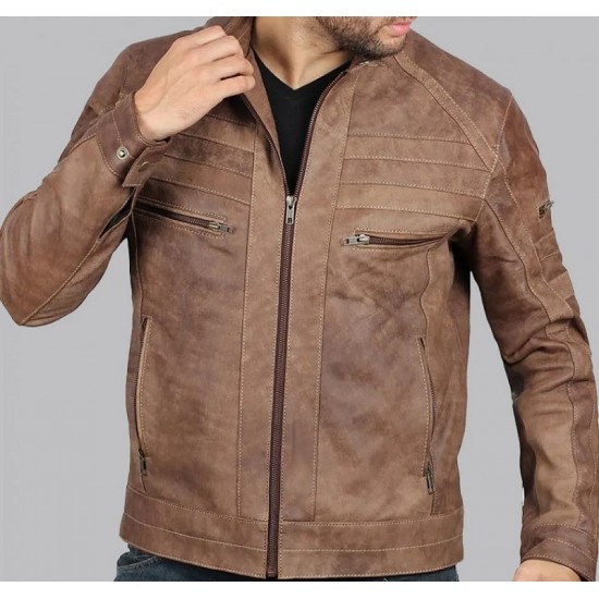 Mens Douglas Brown Leather Jacket