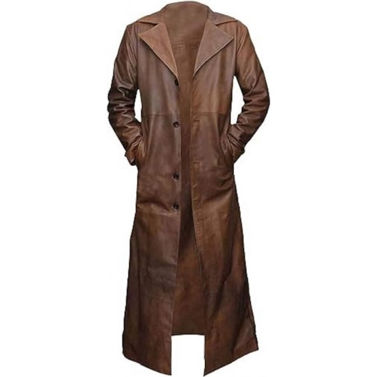 Mens Duster Goth WW2 Detective Long Trench Coat