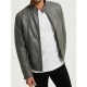 Mens Grey Leather Jacket