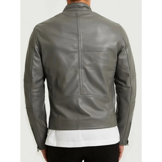 Mens Grey Leather Jacket